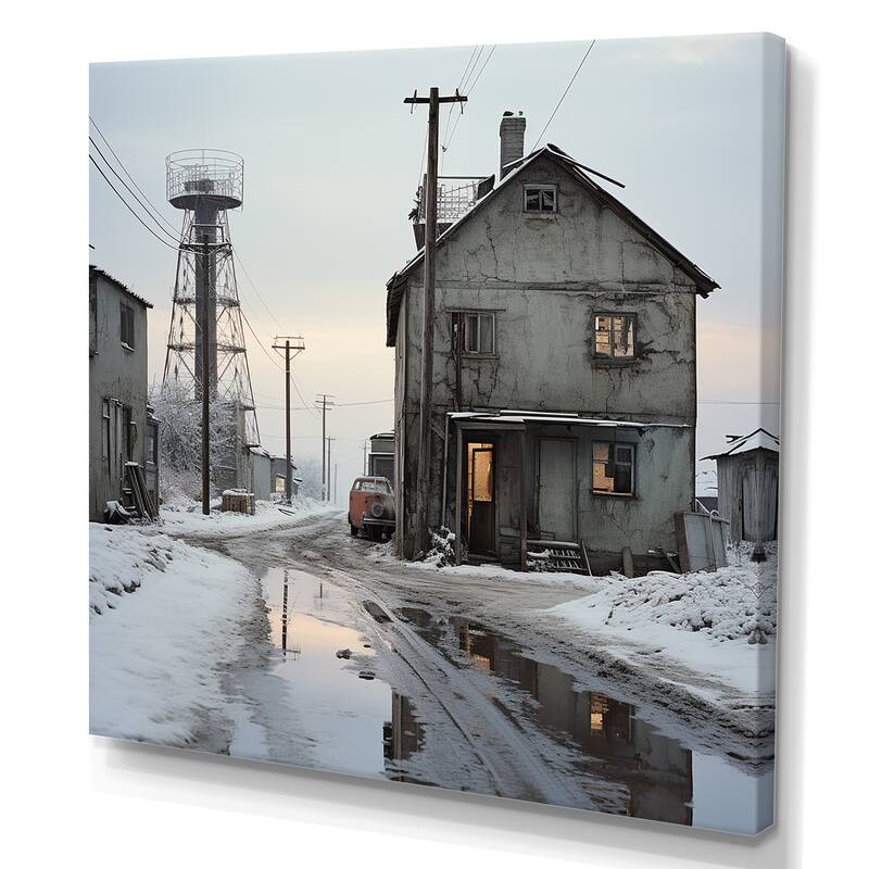 Designart "Warehouses Winter Scenery " Warehouses Wall Art Bed Bath